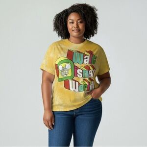 Original Disney Walt‎ Disney World Yellow Tie Dye Retro Cropped T-Shirt 2X